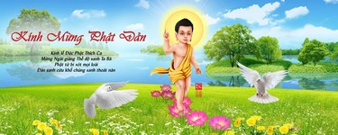Hình Phật Đản Sanh Vesak Cảnh Thiên Nhiên 3 Phat Dan Vesak Buddha Baby Painting Landscsape Nature Background